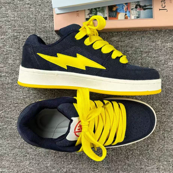 Unisex tenisa kurpes ar nubukādu, zibens raksts, apaļa purns, šņorēšana, gumijas zole