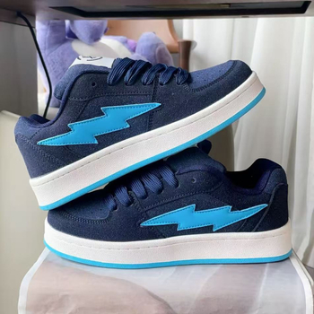 Unisex tenisa kurpes ar nubukādu, zibens raksts, apaļa purns, šņorēšana, gumijas zole