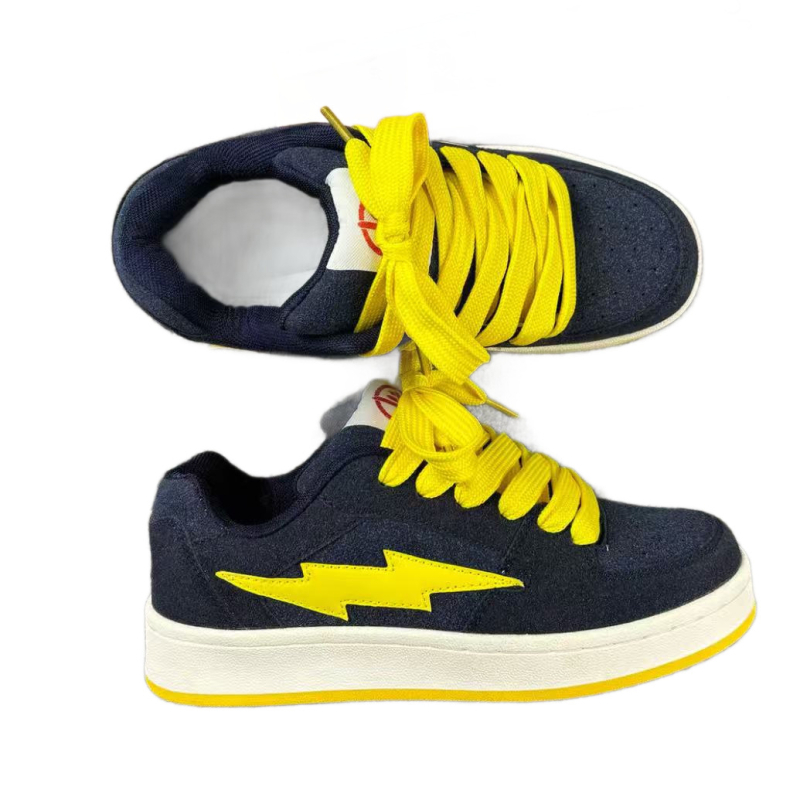 Unisex tenisa kurpes ar nubukādu, zibens raksts, apaļa purns, šņorēšana, gumijas zole