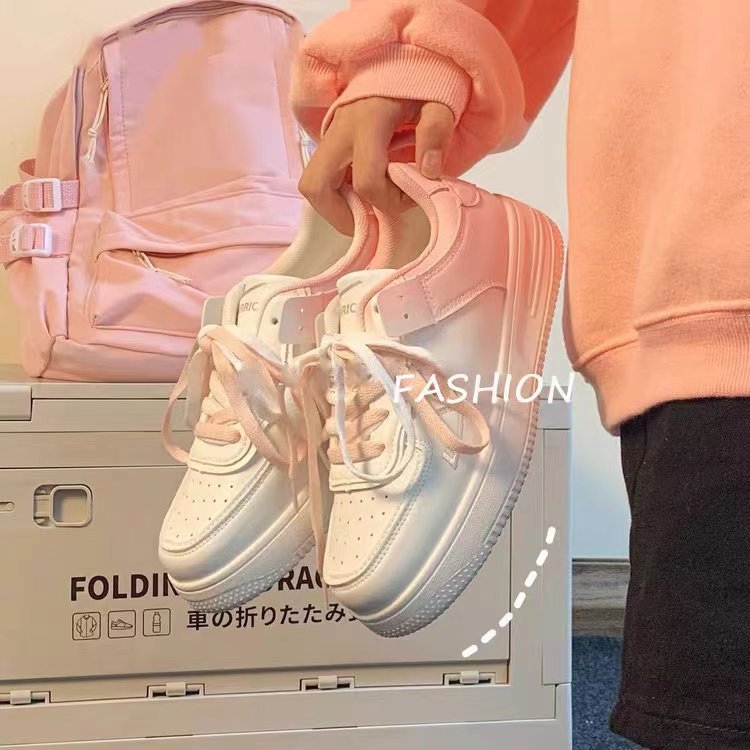 Спортно-ежедневни дамски обувки с PU горно покритие, гумена подметка, нисък профил, връзки, дишаща мрежеста подплата