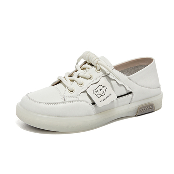 Γυναικείες Mori girl sneakers με στρογγυλό μύτη, γνήσιο δέρμα στην επάνω επιφάνεια, χαμηλό ύψος, σόλα από τένοντα βοείου