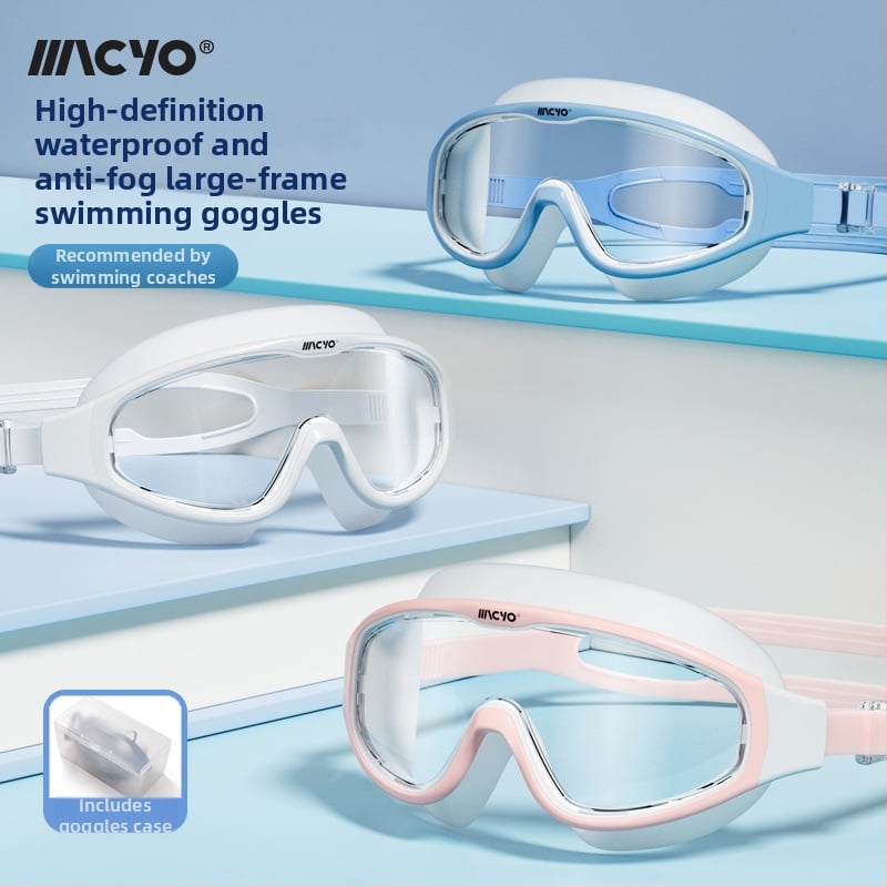MACYO ochelari de înot antifog, HD, ramă mare, pentru adulți, lentile PC