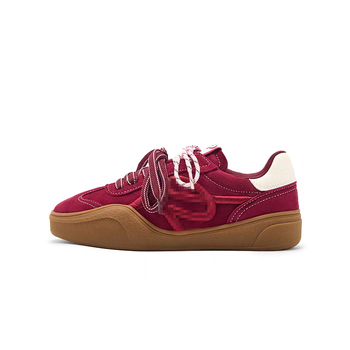 Sievietes ādas sporta apavi ar biezu zoliem, korejiešu izšuvums, augšdaļa no ādas, priekšējais šņorēšanas aizvērums, gumijas zole (Pavasaris 2025)