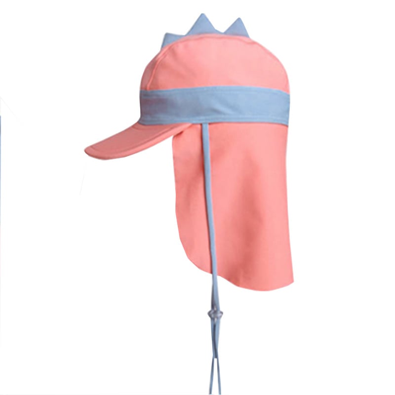 Pălărie de plajă pentru copii cu imprimeu desen animat – protecție solară, acoperire a gâtului, rezistență la vânt, poliester