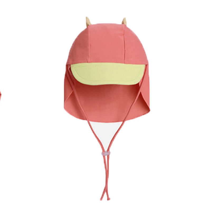 Pălărie de plajă pentru copii cu imprimeu desen animat – protecție solară, acoperire a gâtului, rezistență la vânt, poliester