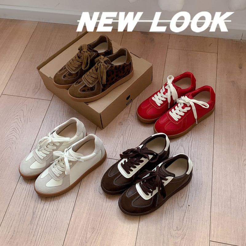 Γυναικείες δερμάτινες αθλητικές παπούτσια με εσωτερική αύξηση ύψους, με κορδόνια, λεοπάρ εκτύπωση, ρετρό Forrest Gump στυλ, 2025 φθινοπωρινό-χειμερινό (Άνω μέρος: δέρμα; Ύψος φτέρνας: 6–8 cm; Κλείσιμο: κορδόνια; Εσωτερικό: μικροΐνες; Σόλα: καουτσούκ)