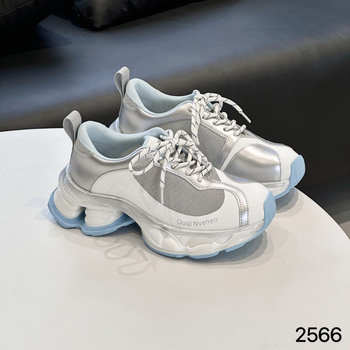 Γυναικεία παπούτσια τύπου dad shoes με επάνω μέρος από γνήσιο δέρμα, εσωτερικό από δίχτυ, ανύψωση ύψους 6-8 cm, διαπνοή, ελαφριά, μπροστινό ιμάντα κλείσιμο