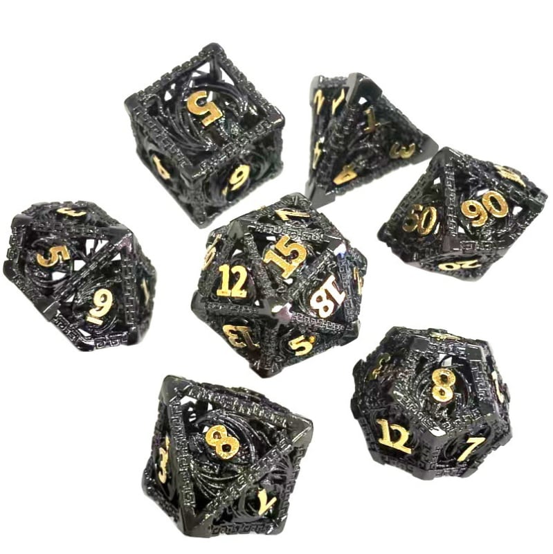 Метален набор драконови многогранни зарове за DND – 7 зарчета
