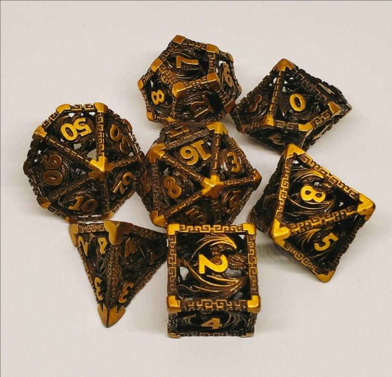Метален набор драконови многогранни зарове за DND – 7 зарчета