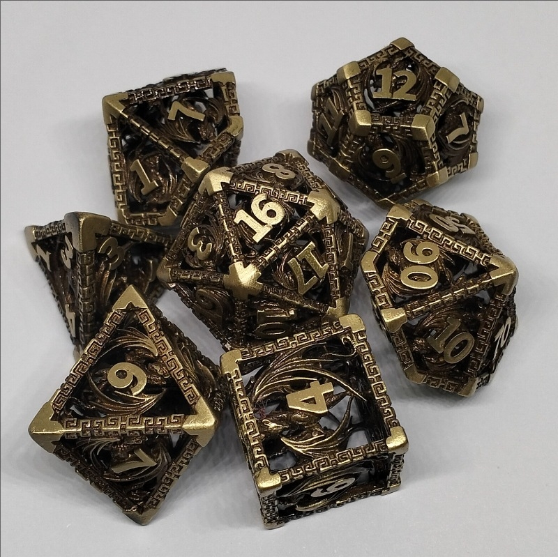 Метален набор драконови многогранни зарове за DND – 7 зарчета