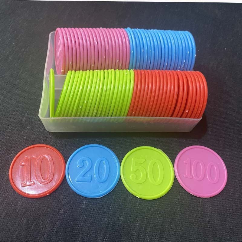 Пластмасов комплект чипове за майджонг – ABS чипове, опаковани в кутия, за игрална зала