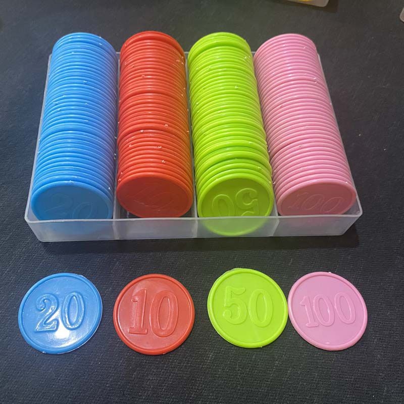 Пластмасов комплект чипове за майджонг – ABS чипове, опаковани в кутия, за игрална зала