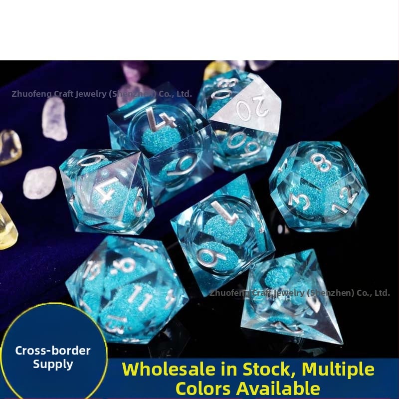 Комплект 20-гранени зарове за D&D, епоксидна смола, прав ъгъл стил, 100 броя