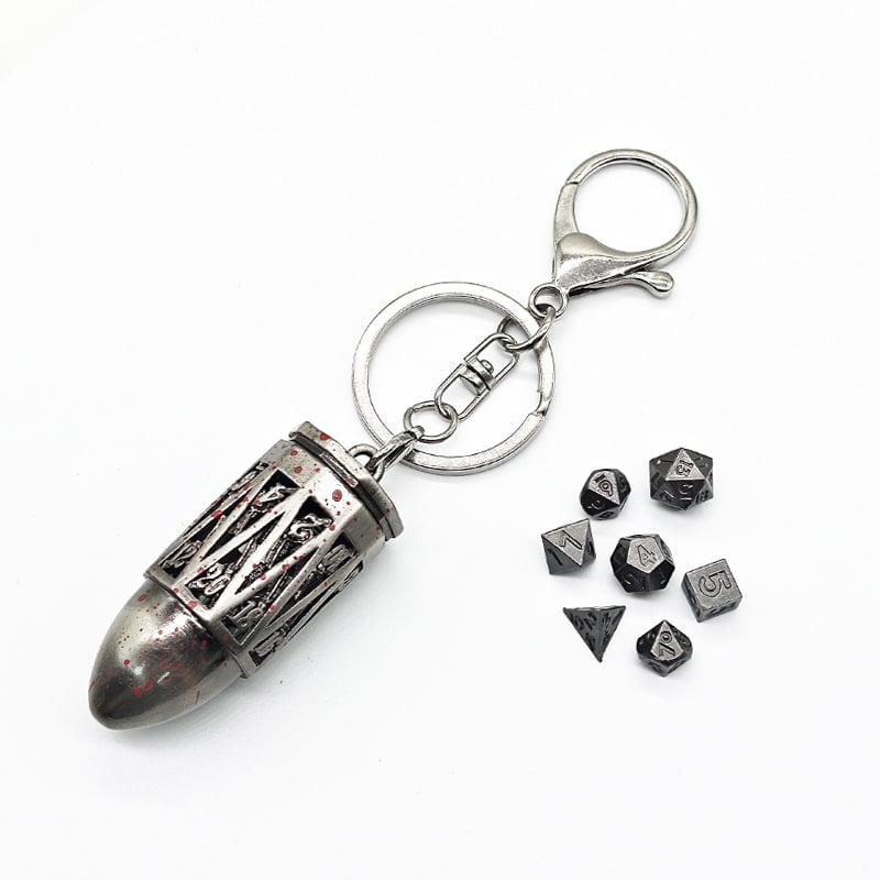 DND мини метално зарче с ключодържател – меден материал, стил прав ъгъл, изрязан дизайн, персонализиране