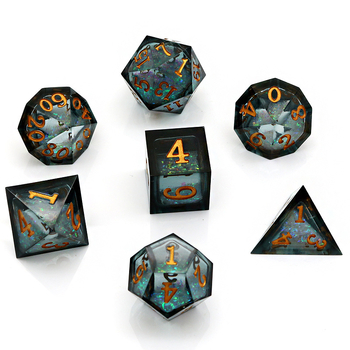 Епоксидна смола, комплект многостенни зарчета (7 броя) за D&D и настолни RPG игри, опции за персонализация