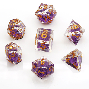 Епоксидна смола, комплект многостенни зарчета (7 броя) за D&D и настолни RPG игри, опции за персонализация