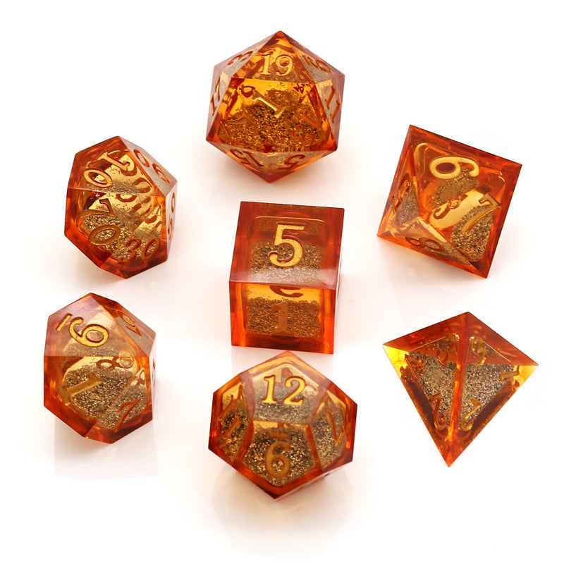 Епоксидна смола, комплект многостенни зарчета (7 броя) за D&D и настолни RPG игри, опции за персонализация