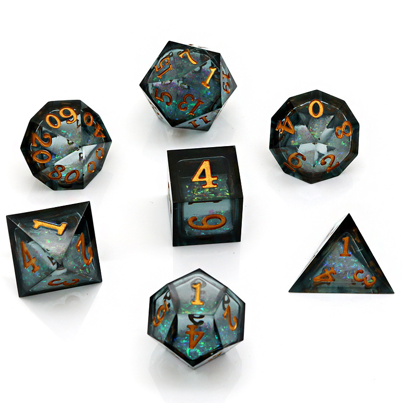 Епоксидна смола, комплект многостенни зарчета (7 броя) за D&D и настолни RPG игри, опции за персонализация