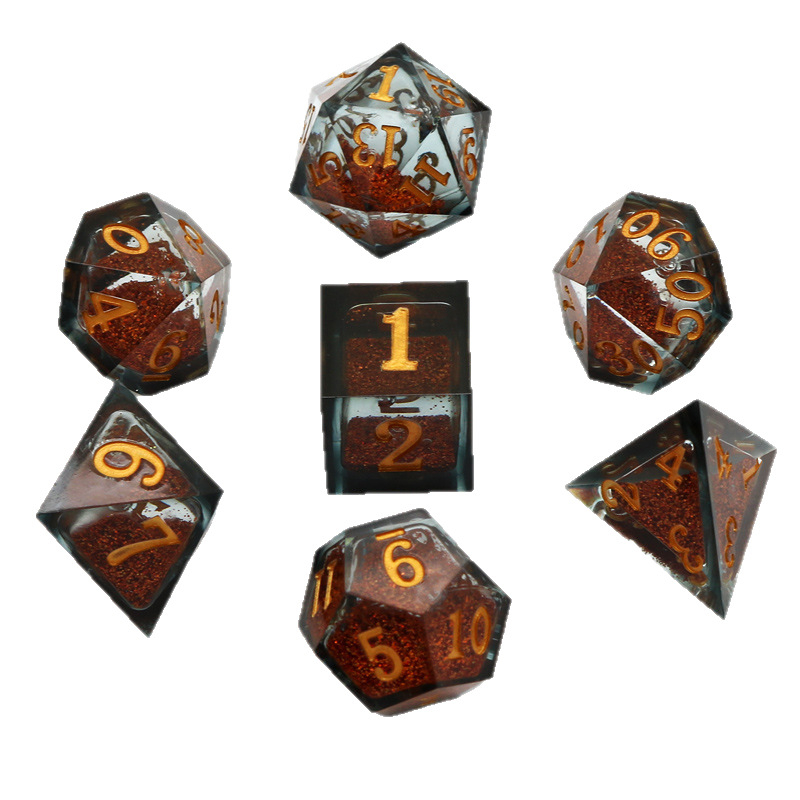 Епоксидна смола, комплект многостенни зарчета (7 броя) за D&D и настолни RPG игри, опции за персонализация