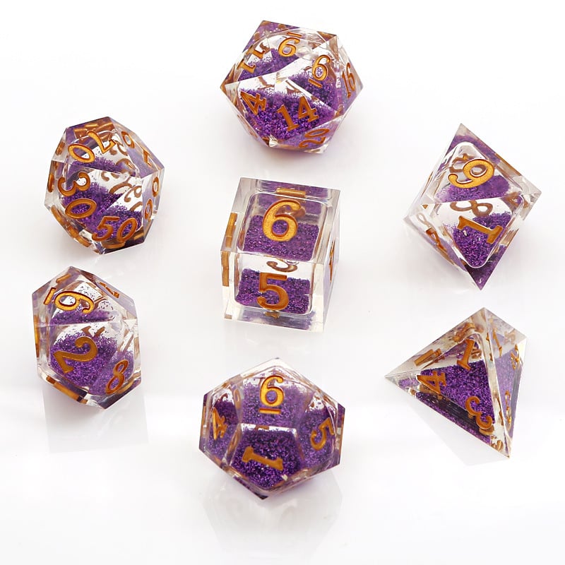 Епоксидна смола, комплект многостенни зарчета (7 броя) за D&D и настолни RPG игри, опции за персонализация