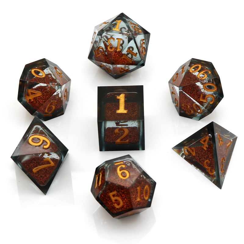 Епоксидна смола, комплект многостенни зарчета (7 броя) за D&D и настолни RPG игри, опции за персонализация
