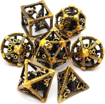 Месингови 20-стенни кухи драконови зарове, дизайн с правоъгълен ъгъл, кутия с 100 броя за D&D и настолни игри