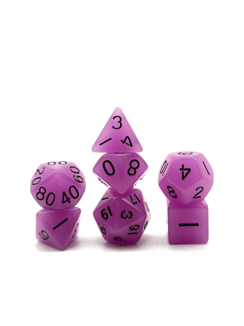 Dungeons & Dragons комплект зарове, 7 части, акрилни, многостранни, светещи в тъмното, закръглени ъгли