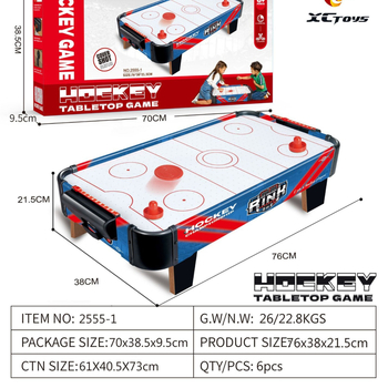 Настолен хокей на маса – родителско‑детска игра за двама, дървен корпус, развива координацията ръка‑око и интелектуалното развитие