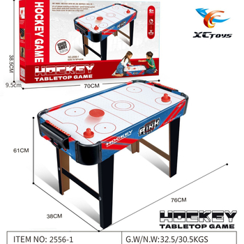 Настолен хокей на маса – родителско‑детска игра за двама, дървен корпус, развива координацията ръка‑око и интелектуалното развитие
