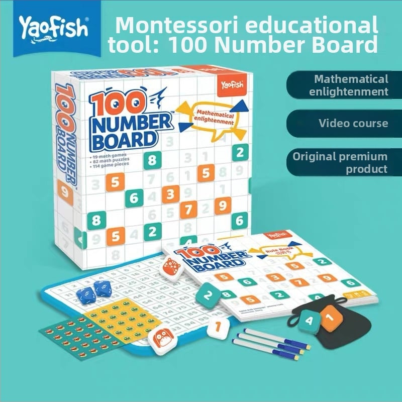 Yaofish магнитна дъска с числа 1–100 — Montessori стил математика, образователна играчка за деца 4–6 години, добавяне и изваждане, развива логическо мислене и координация ръка-око