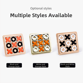 Дървена настолна игра Tic-Tac-Toe с девет квадрата, образователна интерактивна играчка за деца 4–6 години, мултифункционална мозъчна тренировка