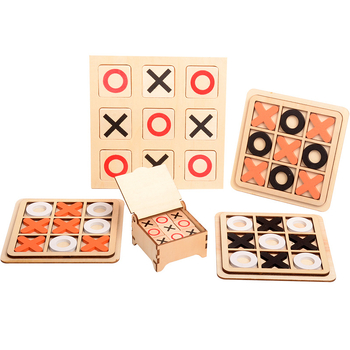 Дървена настолна игра Tic-Tac-Toe с девет квадрата, образователна интерактивна играчка за деца 4–6 години, мултифункционална мозъчна тренировка
