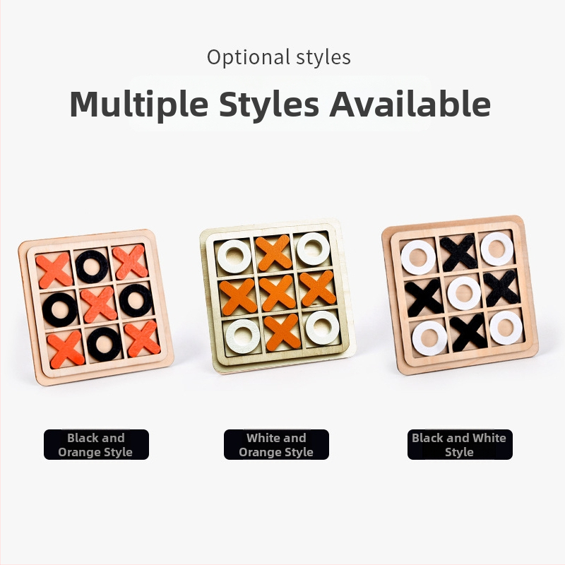 Дървена настолна игра Tic-Tac-Toe с девет квадрата, образователна интерактивна играчка за деца 4–6 години, мултифункционална мозъчна тренировка