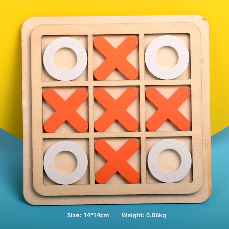 Дървена настолна игра Tic-Tac-Toe с девет квадрата, образователна интерактивна играчка за деца 4–6 години, мултифункционална мозъчна тренировка
