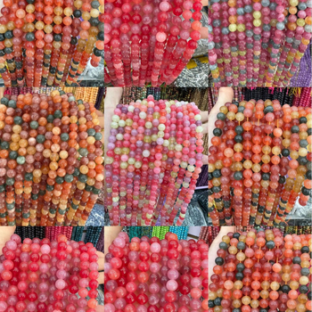 Perle rotunde din piatră naturală – model geometric, stil luxos, mărgele semi-finite pentru bijuterii DIY