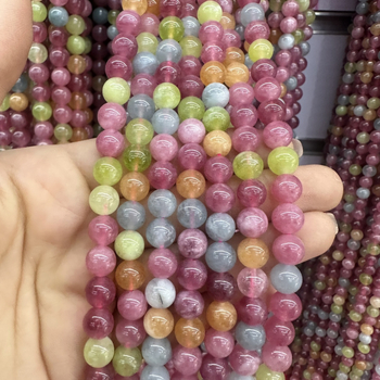 Perle rotunde din piatră naturală – model geometric, stil luxos, mărgele semi-finite pentru bijuterii DIY