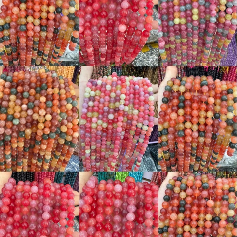 Perle rotunde din piatră naturală – model geometric, stil luxos, mărgele semi-finite pentru bijuterii DIY