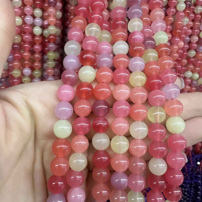 Perle rotunde din piatră naturală – model geometric, stil luxos, mărgele semi-finite pentru bijuterii DIY