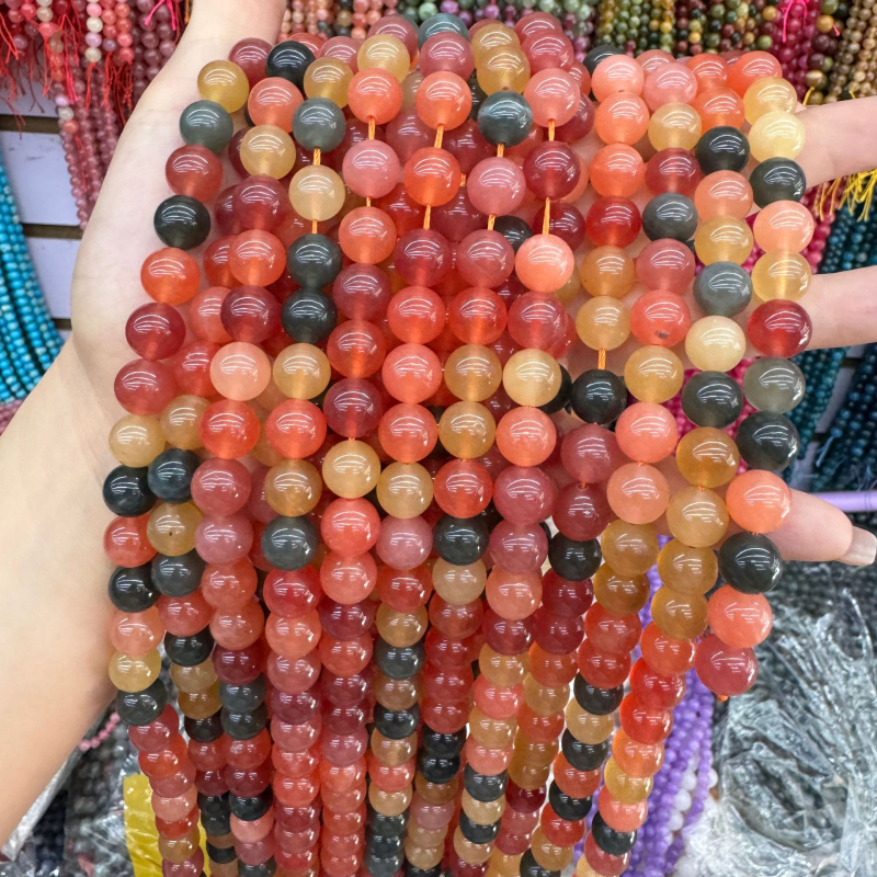 Perle rotunde din piatră naturală – model geometric, stil luxos, mărgele semi-finite pentru bijuterii DIY