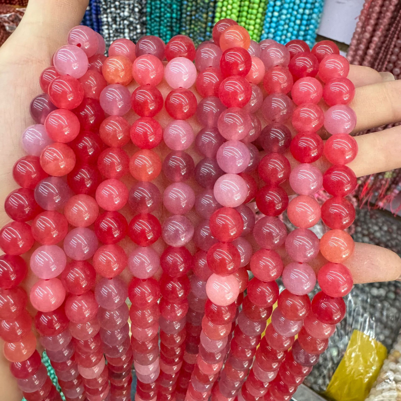 Perle rotunde din piatră naturală – model geometric, stil luxos, mărgele semi-finite pentru bijuterii DIY