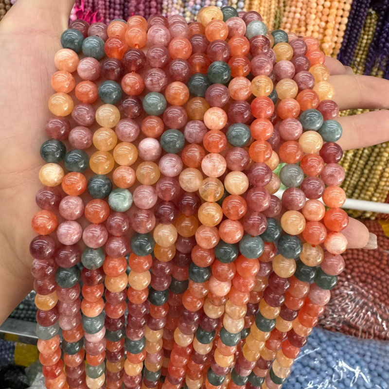 Perle rotunde din piatră naturală – model geometric, stil luxos, mărgele semi-finite pentru bijuterii DIY