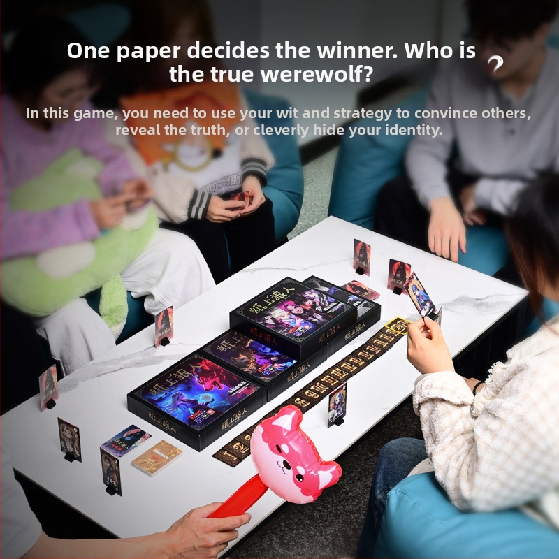 Werewolf Card Game Set - Popierinės kortos staliniam žaidimui, Spalvota pakuotė, Dovanų dėžutė su antspaudais, amžiaus grupė 15–35