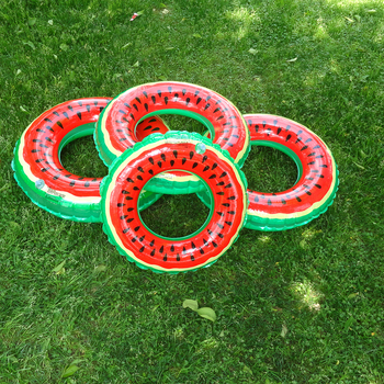 Inel de înot gonflabil pentru copii, în formă de pepene, model fructat, PVC cu un singur strat 0,18 mm