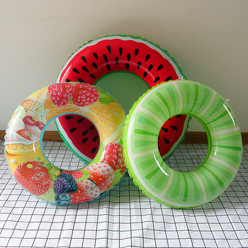 Inel de înot gonflabil pentru copii, în formă de pepene, model fructat, PVC cu un singur strat 0,18 mm