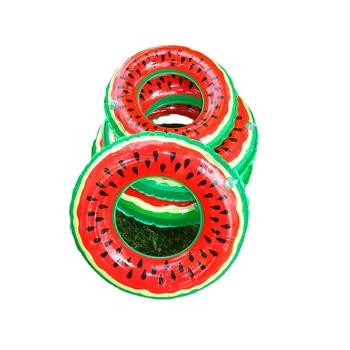 Inel de înot gonflabil pentru copii, în formă de pepene, model fructat, PVC cu un singur strat 0,18 mm