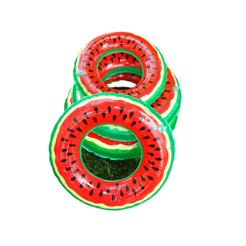 Inel de înot gonflabil pentru copii, în formă de pepene, model fructat, PVC cu un singur strat 0,18 mm