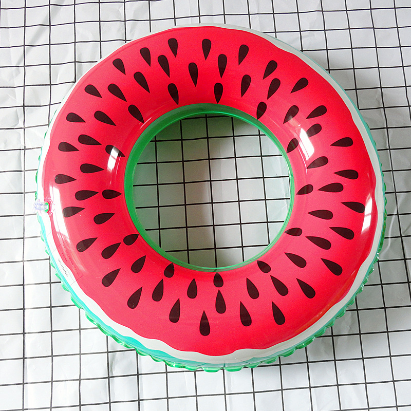 Inel de înot gonflabil pentru copii, în formă de pepene, model fructat, PVC cu un singur strat 0,18 mm