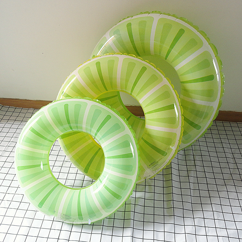 Inel de înot gonflabil pentru copii, în formă de pepene, model fructat, PVC cu un singur strat 0,18 mm