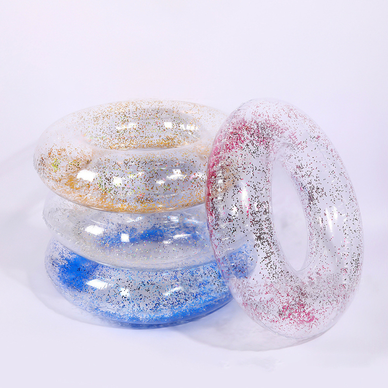 Dječji prozirni plivački prsten sa štrasom, PVC ekološki prihvatljiv, nadomak napuhavanja, debljina 0.25 mm, dizajn ispod pazuha za sprječavanje prevrnutja