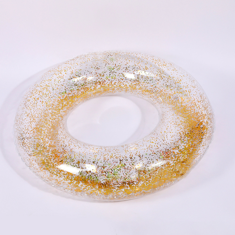 Dječji prozirni plivački prsten sa štrasom, PVC ekološki prihvatljiv, nadomak napuhavanja, debljina 0.25 mm, dizajn ispod pazuha za sprječavanje prevrnutja